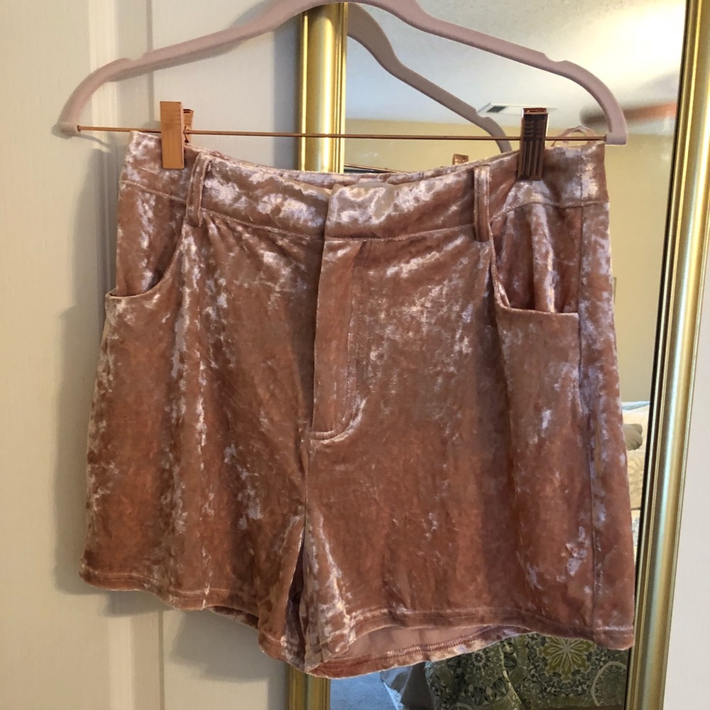 Pink velvet shorts